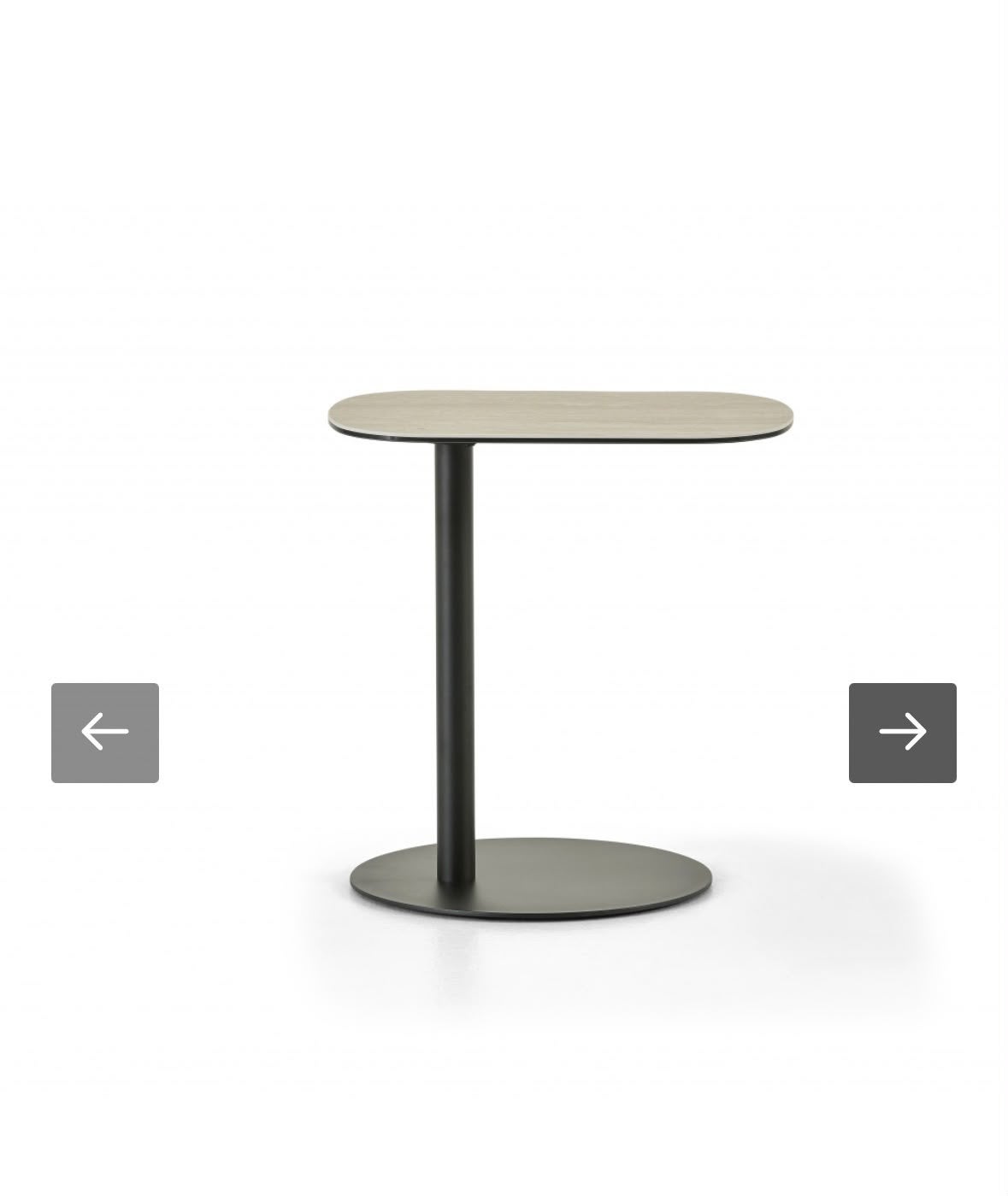 Montèl bijzettafel – Travertin/zwart – nieuw in doos, Metaal of Aluminium, Rond, Ophalen of Verzenden, Zo goed als nieuw