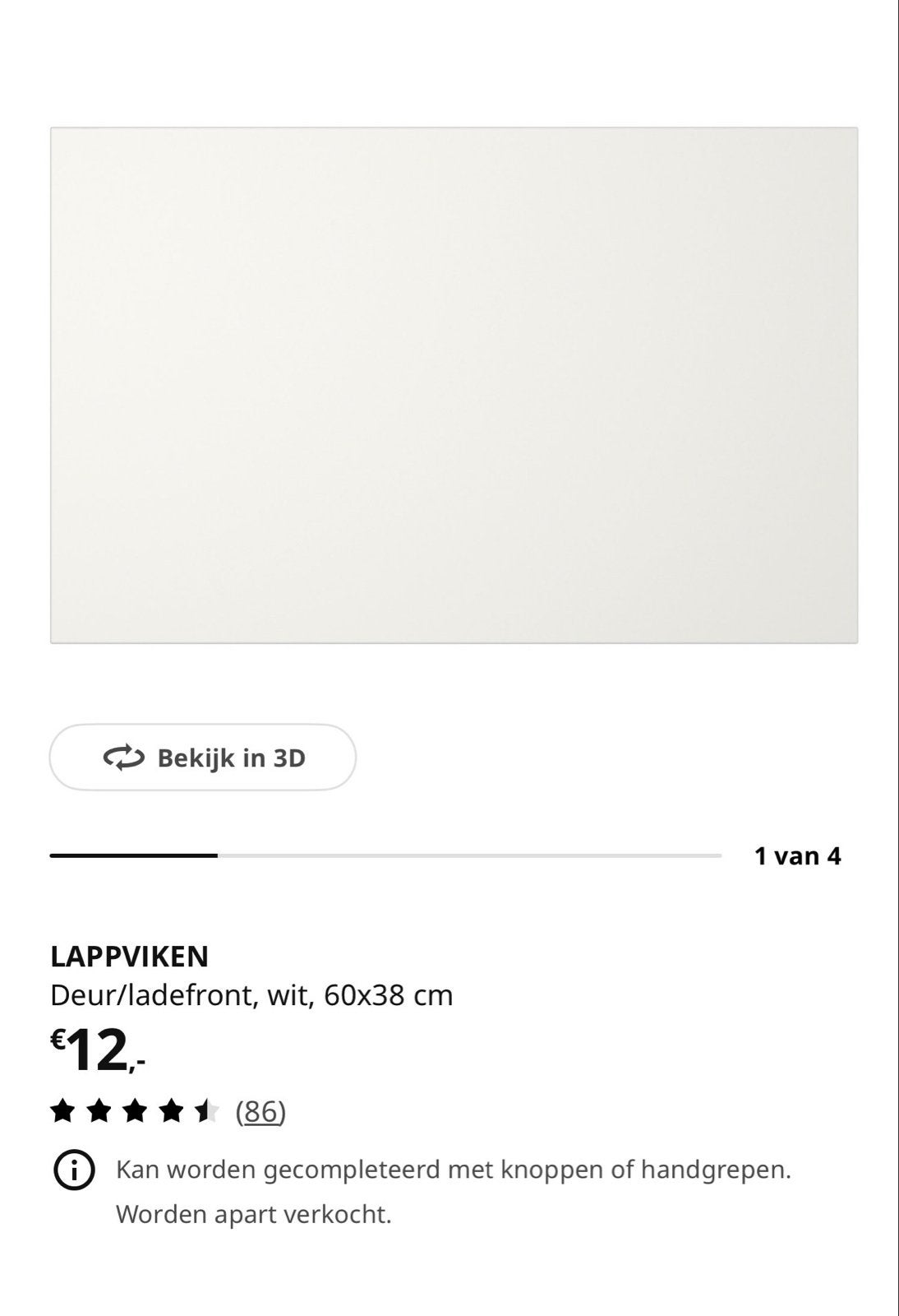 2x IKEA LAPPVIKEN Deur/ladefront wit 60x38 cm - Nieuw in doo, Ophalen, Nieuw