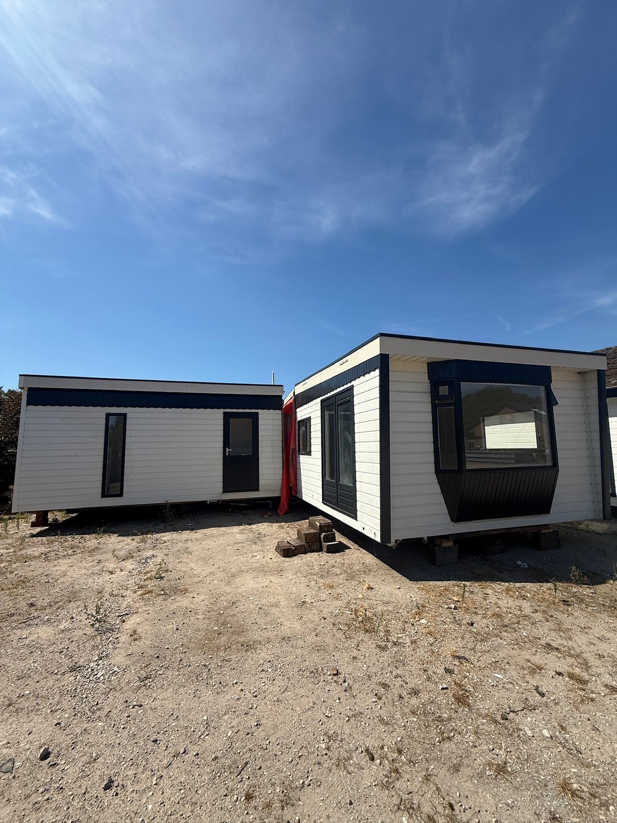 Dubbelchalet / L vormig chalet winterhard, Caravans en Kamperen, Stacaravans, Tot en met 4