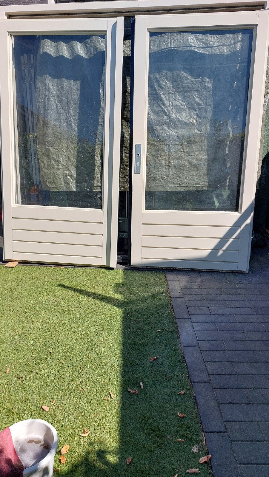 Dubbele openslaande deuren tuindeuren terras met kozijn, Doe-het-zelf en Verbouw, Ophalen, Hout, Deurkozijn