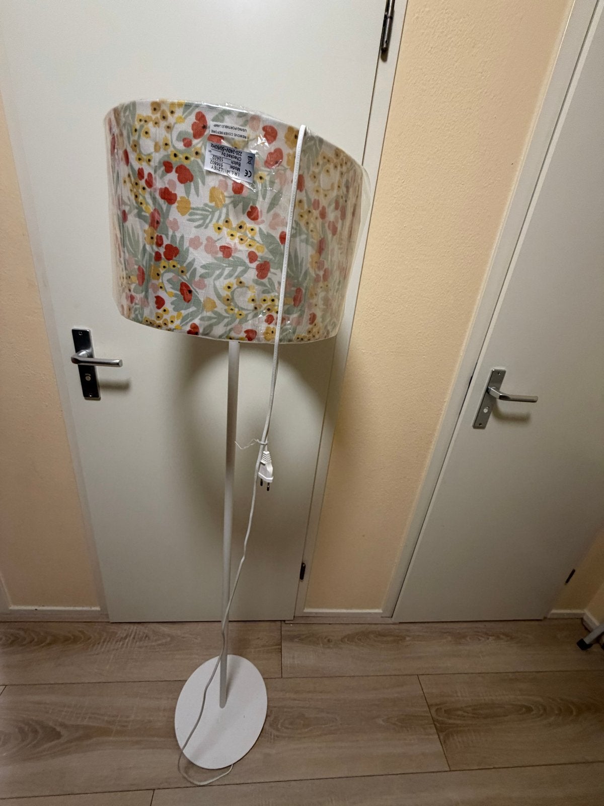 Staande lamp met bloemenprint kap, Ophalen, Nieuw, E27 (groot), Metaal