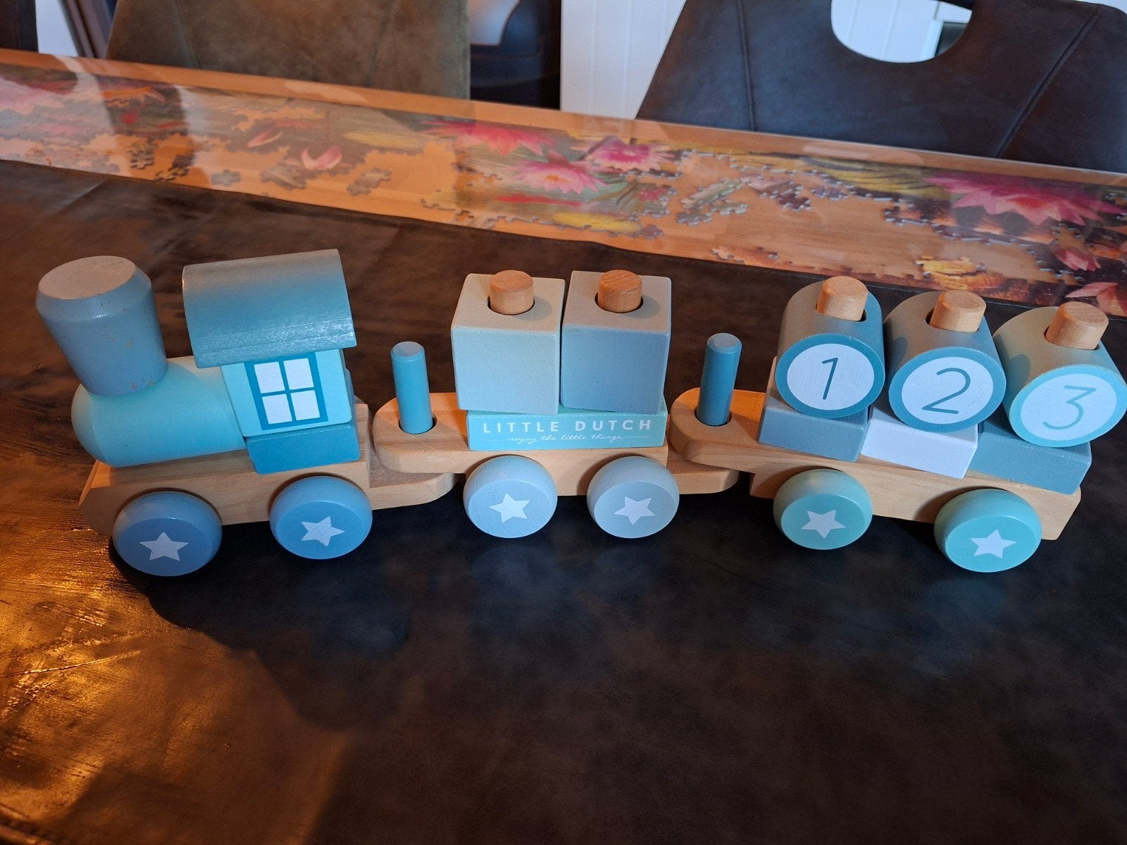 Little Dutch Houten Stapeltrein Blauw, Kinderen en Baby's, Ophalen