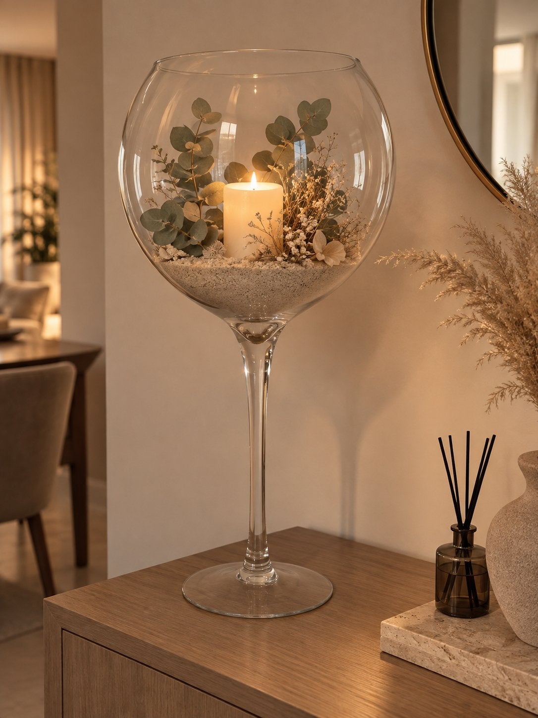 Prachtig XXL decoratieglas op voet – maar liefst 71 cm hoog!, Ophalen, Zo goed als nieuw, Overige kleuren, Glas