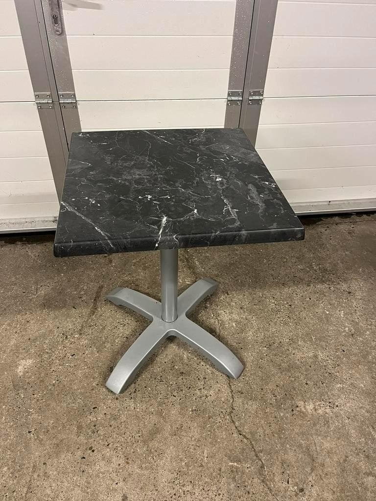 14 zwarte bistro horeca terras tafels 60x60 cm marmerlook, Ophalen, Zo goed als nieuw
