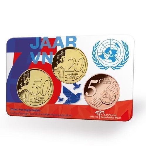 coincard 75 jaar Verenigde Naties, Postzegels en Munten, Munten | Nederland, Ophalen of Verzenden, Koningin Beatrix, Euro's
