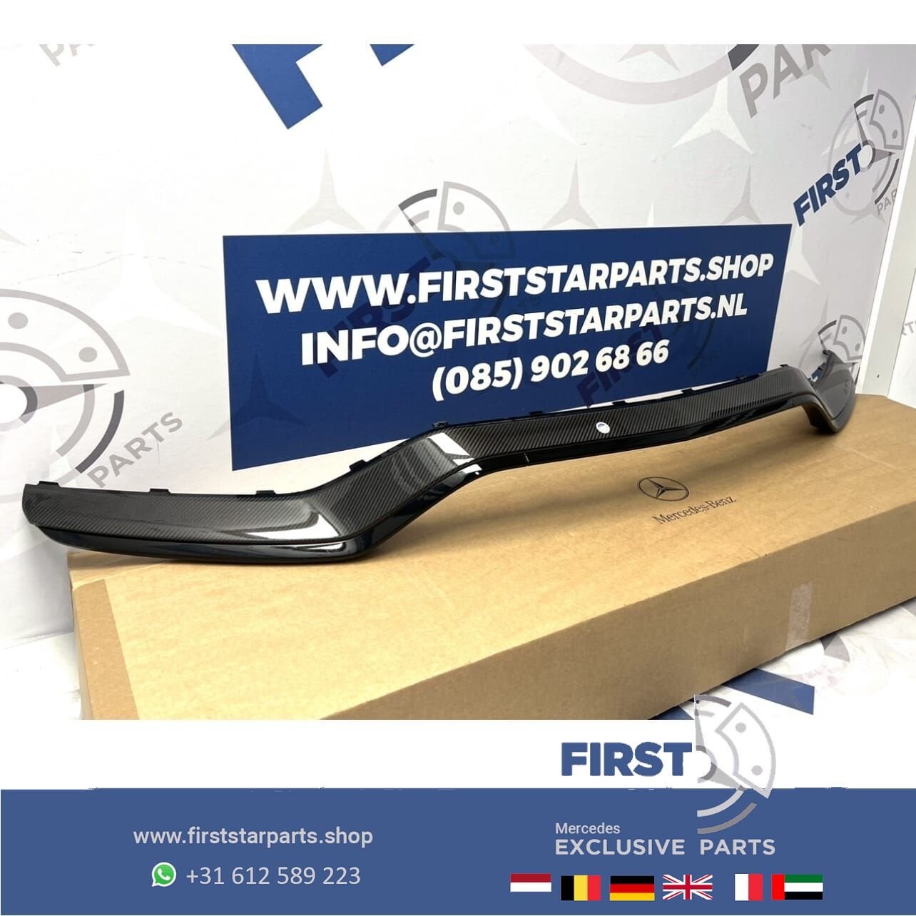 A2058851874 W205 C63 AMG CARBON SPOILER BUMPER LIP C KLASSE, Gebruikt, -, Voor, Ophalen of Verzenden