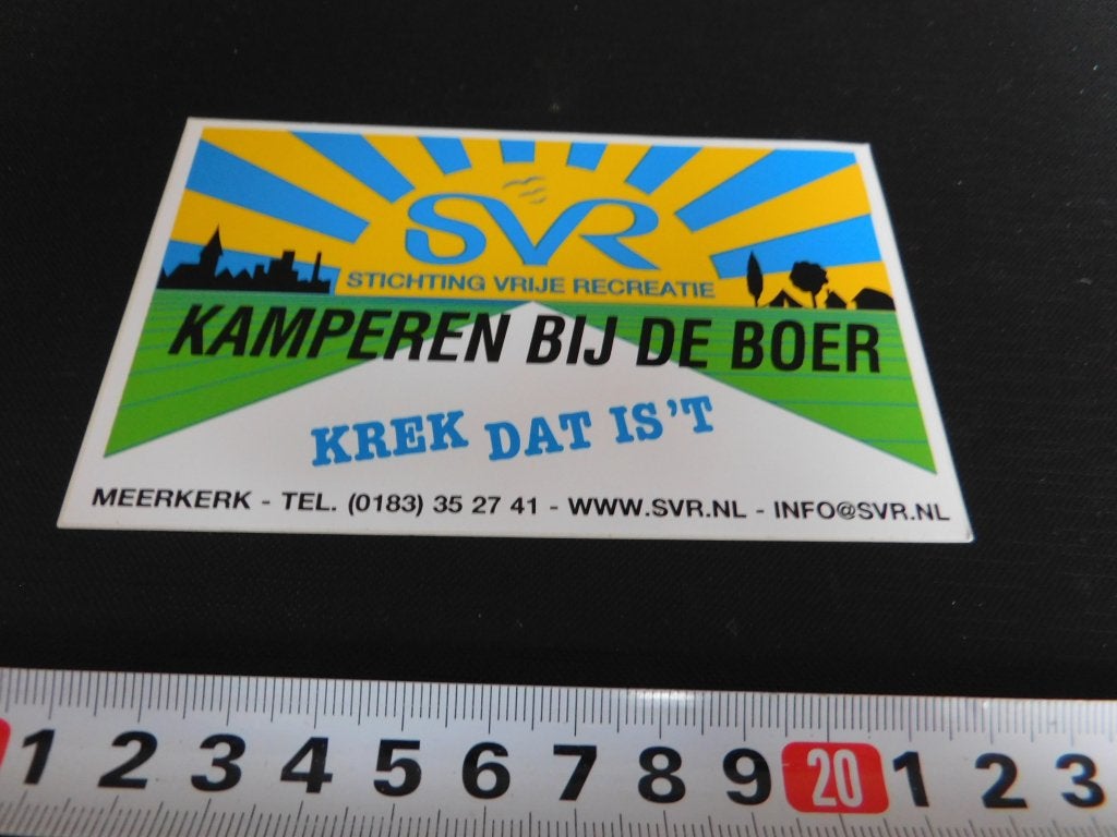 sticker SVR kamperen bij de boer krek dat is 't meerkerk *, Ophalen, Zo goed als nieuw