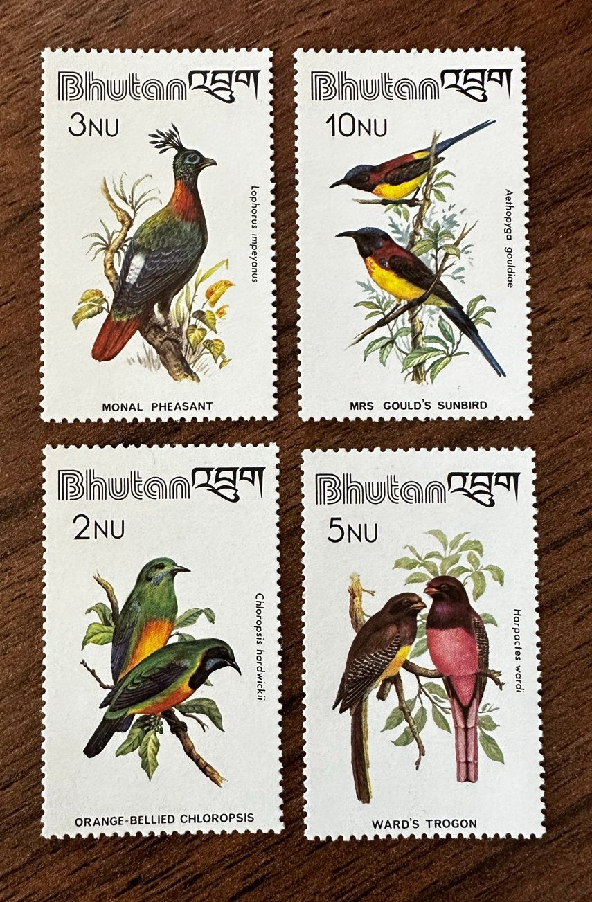 Bhutan 1982 Vogels postfris set van 4 postzegels, Ophalen of Verzenden, Postfris, Zuid-Azië