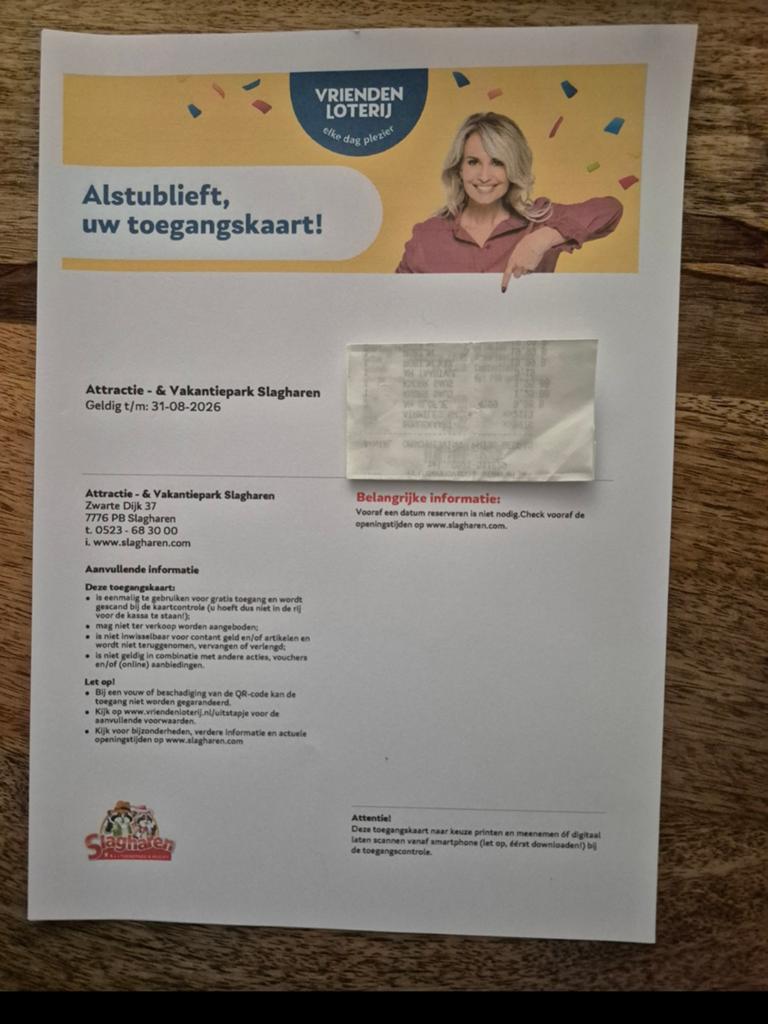 Tickets voor Slagharen, Drie personen of meer, Ticket of Toegangskaart