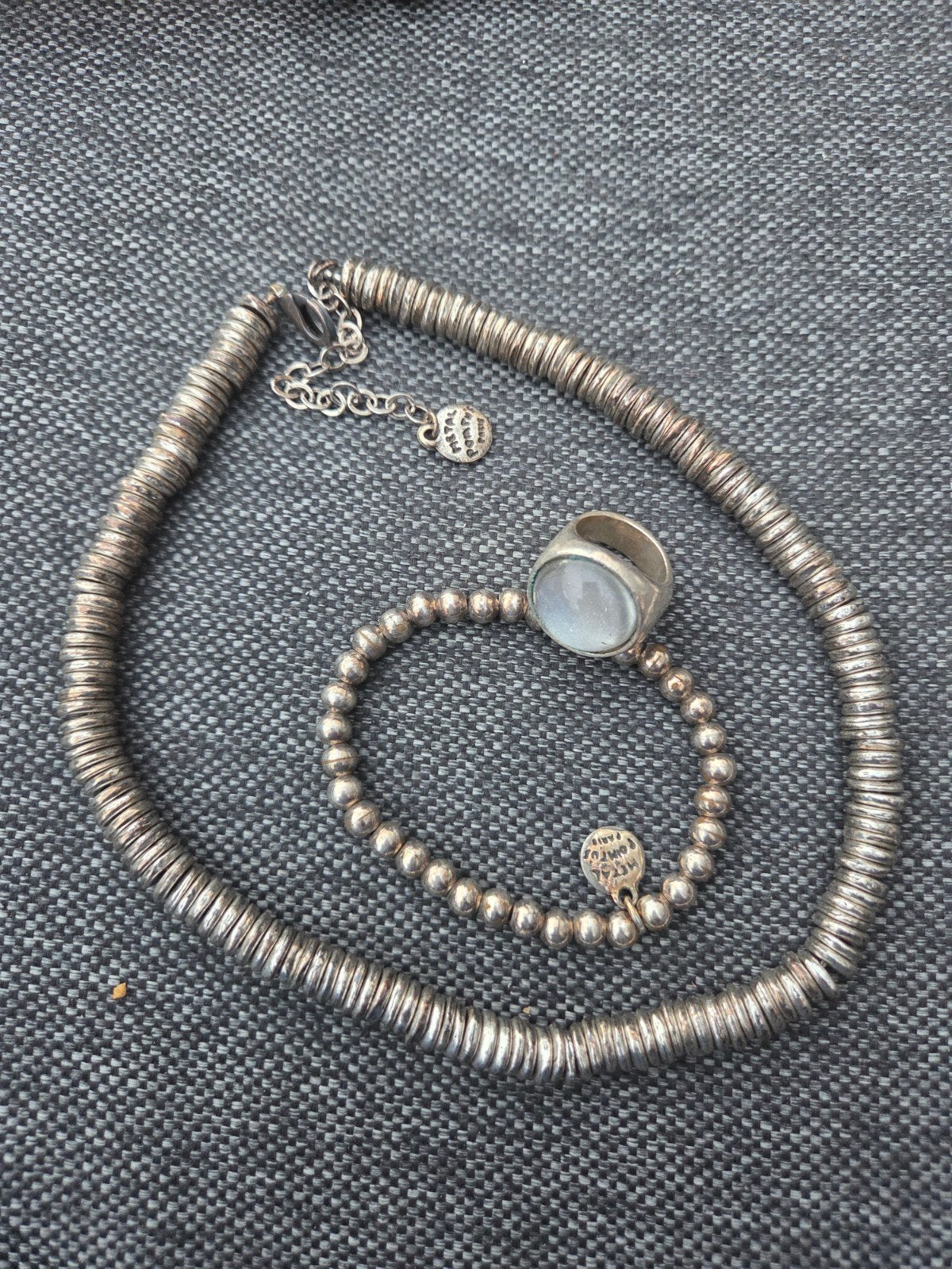 Metal Points Paris set;  ketting, armband en ring, Sieraden, Tassen en Uiterlijk, Kettingen, Ophalen of Verzenden, Gebruikt, Zilver