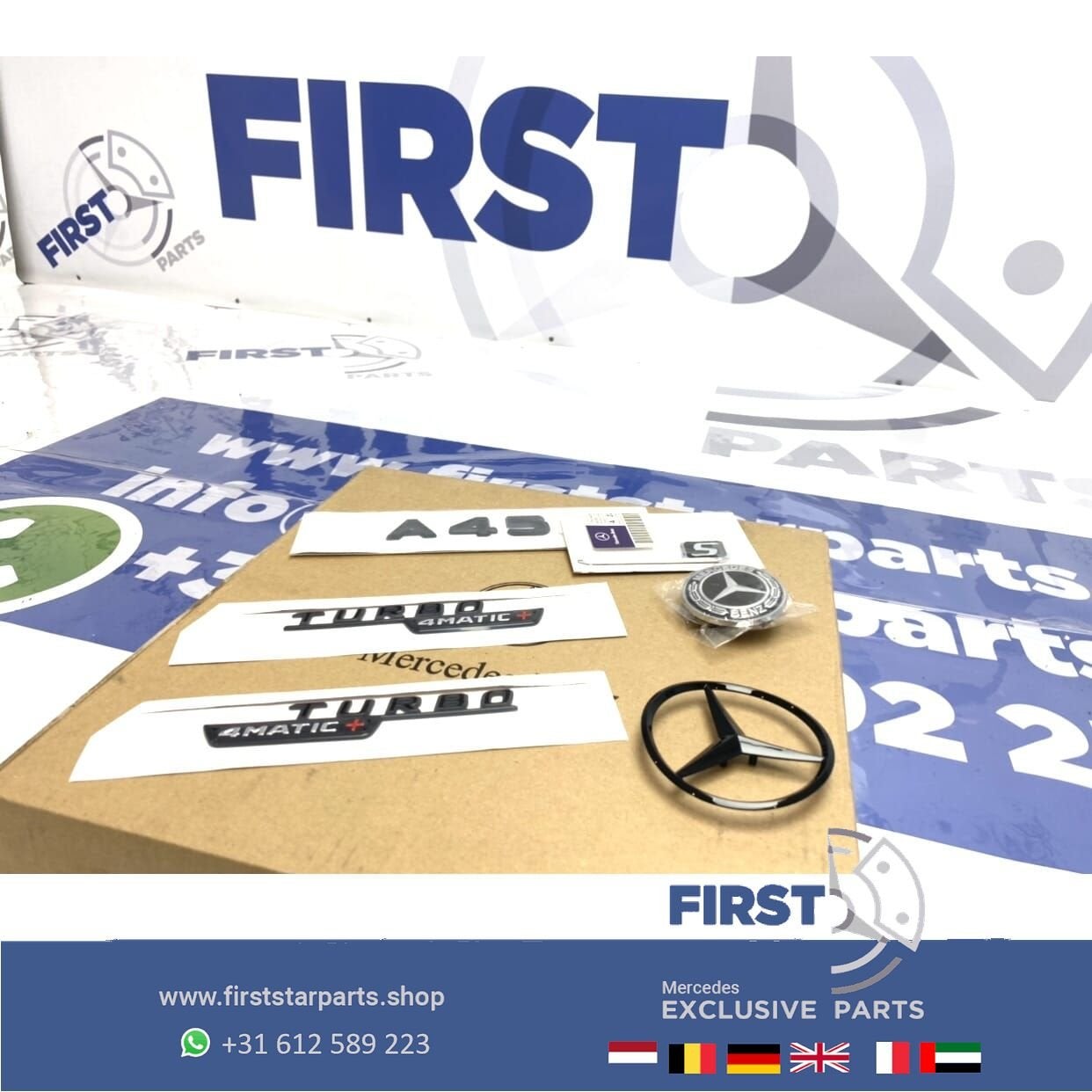 W177 V177 A45S AMG LOGO SET A 45 S ZWART EMBLEMEN SET Merced, Gebruikt, -, Ophalen of Verzenden, -