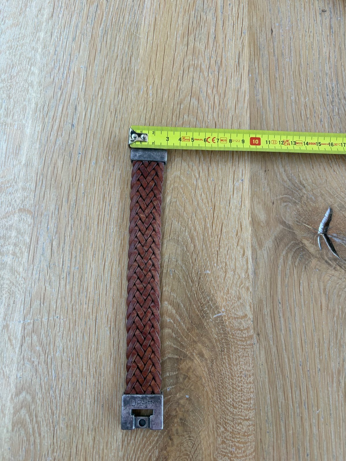 Josh mannen armband - Gevlochten leer met stoere sluiting, Sieraden, Tassen en Uiterlijk, Armbanden, Ophalen of Verzenden, Gebruikt