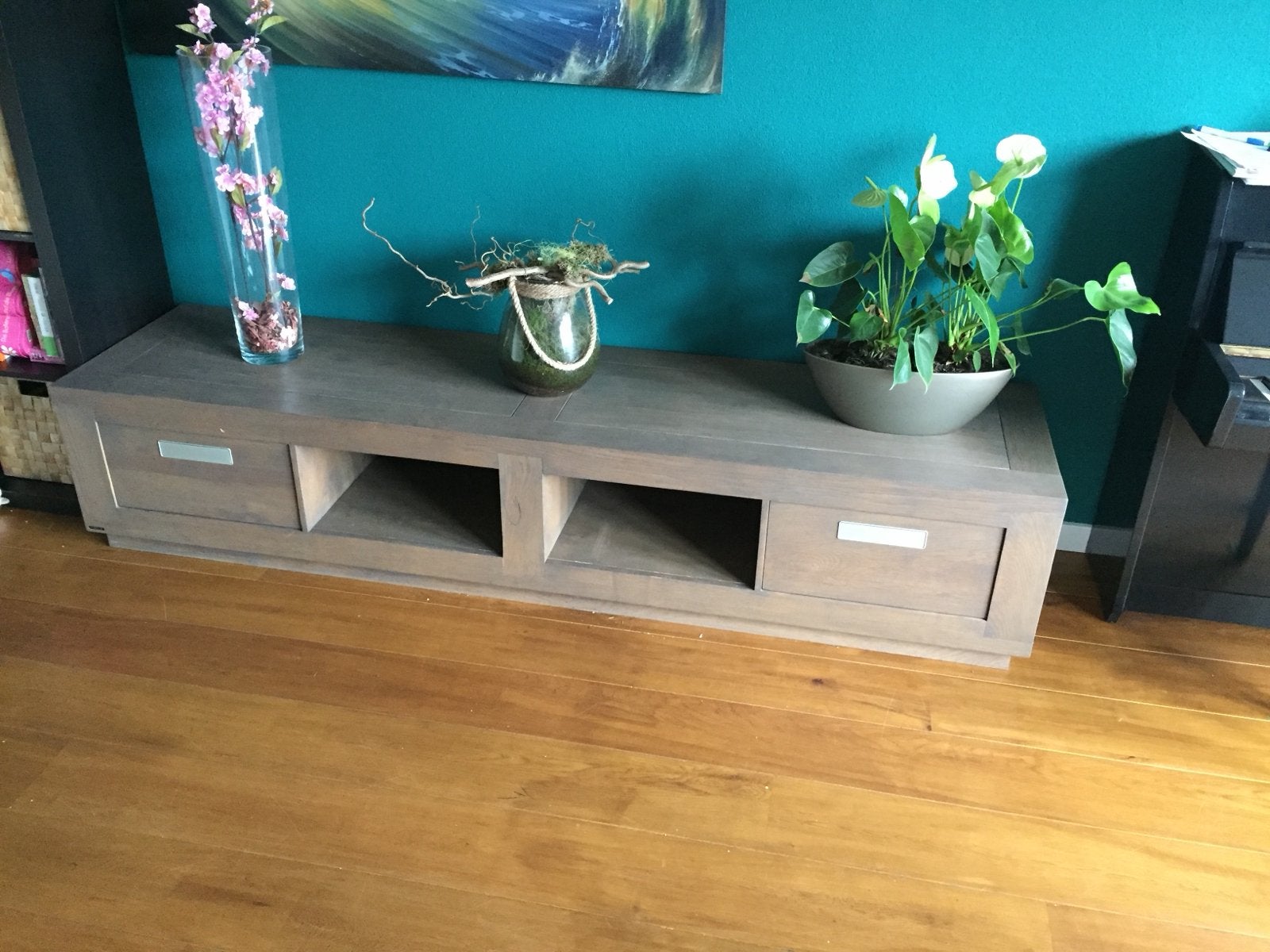 Van Dijk Houten TV-meubel / Salontafel en Tafel, Ophalen, Gebruikt, 150 tot 200 cm, Eikenhout