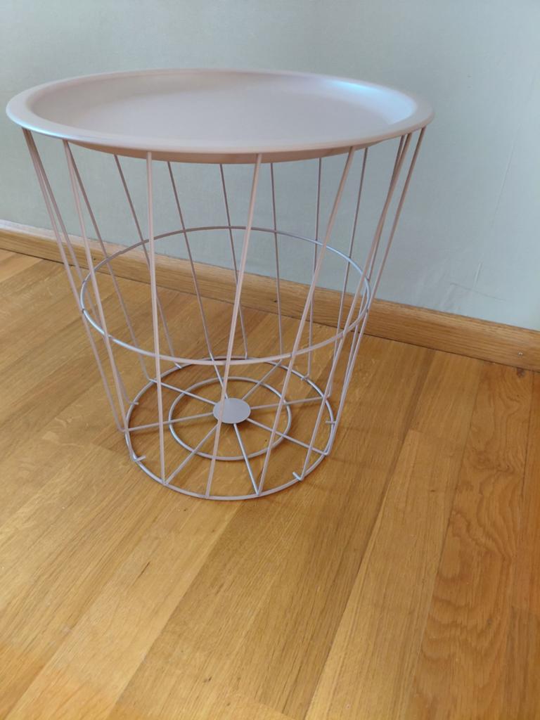 Metalen mand met plateau woonaccessoire, Ophalen of Verzenden, Rond