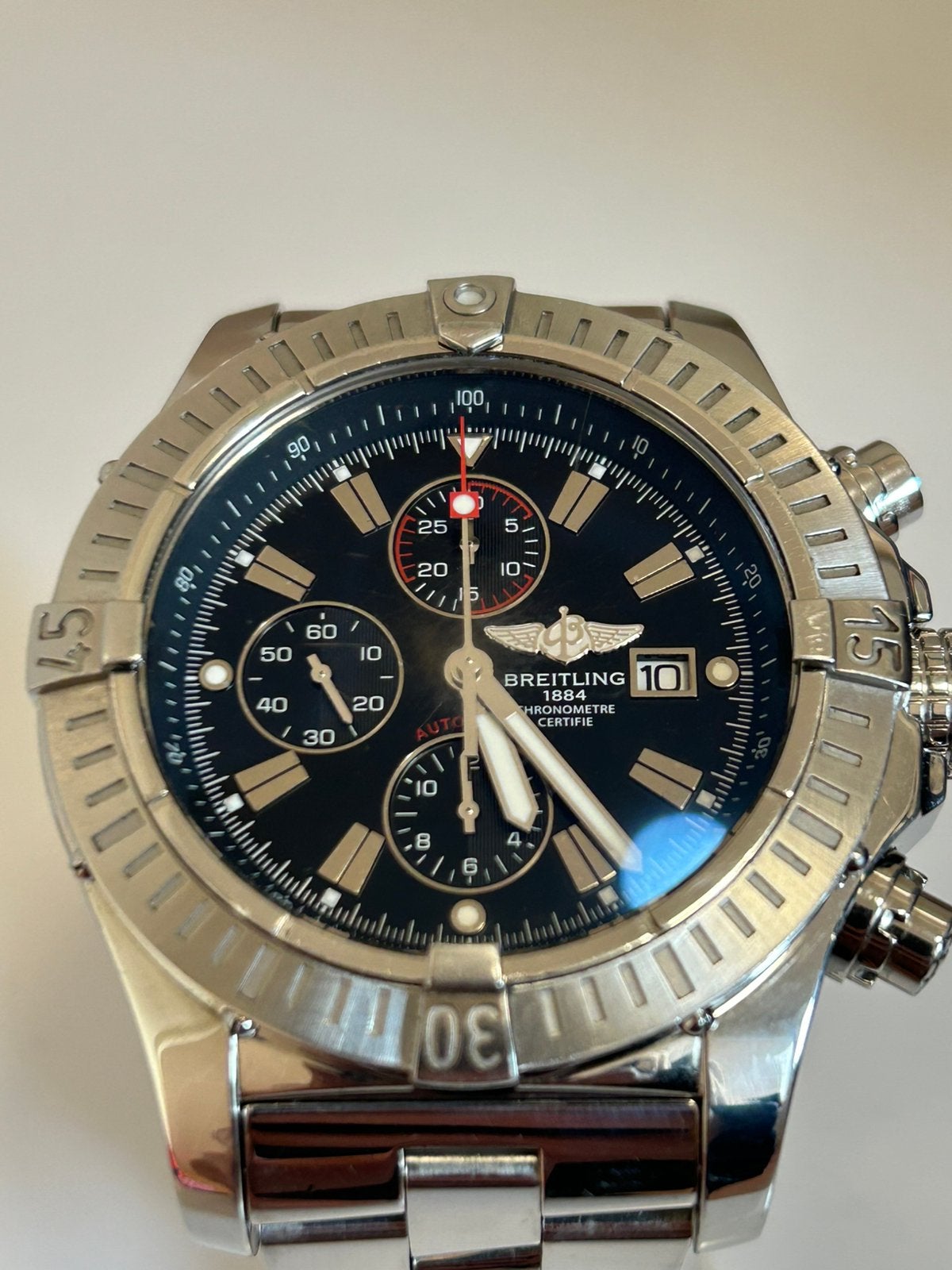 Breitling super advenger topstaat rolex cartier, Ophalen, Zo goed als nieuw, Staal, Breitling