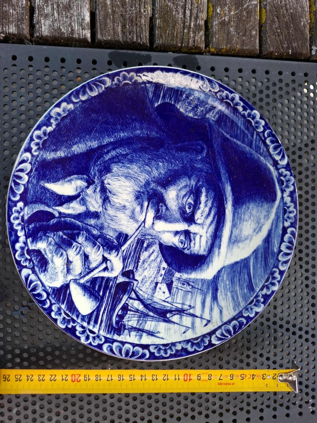Vintage Boch Frères La Louvière Delft wandbord visser, Ophalen