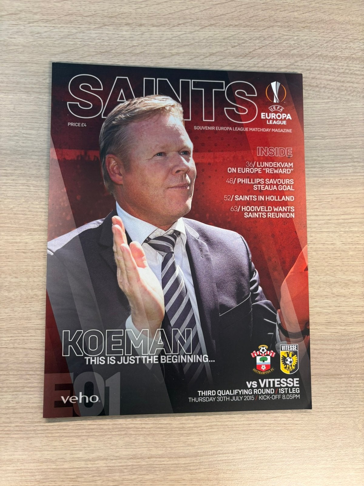 Programmaboekje Southampton - Vitesse, Ophalen of Verzenden, Zo goed als nieuw, Vitesse, Boek of Tijdschrift