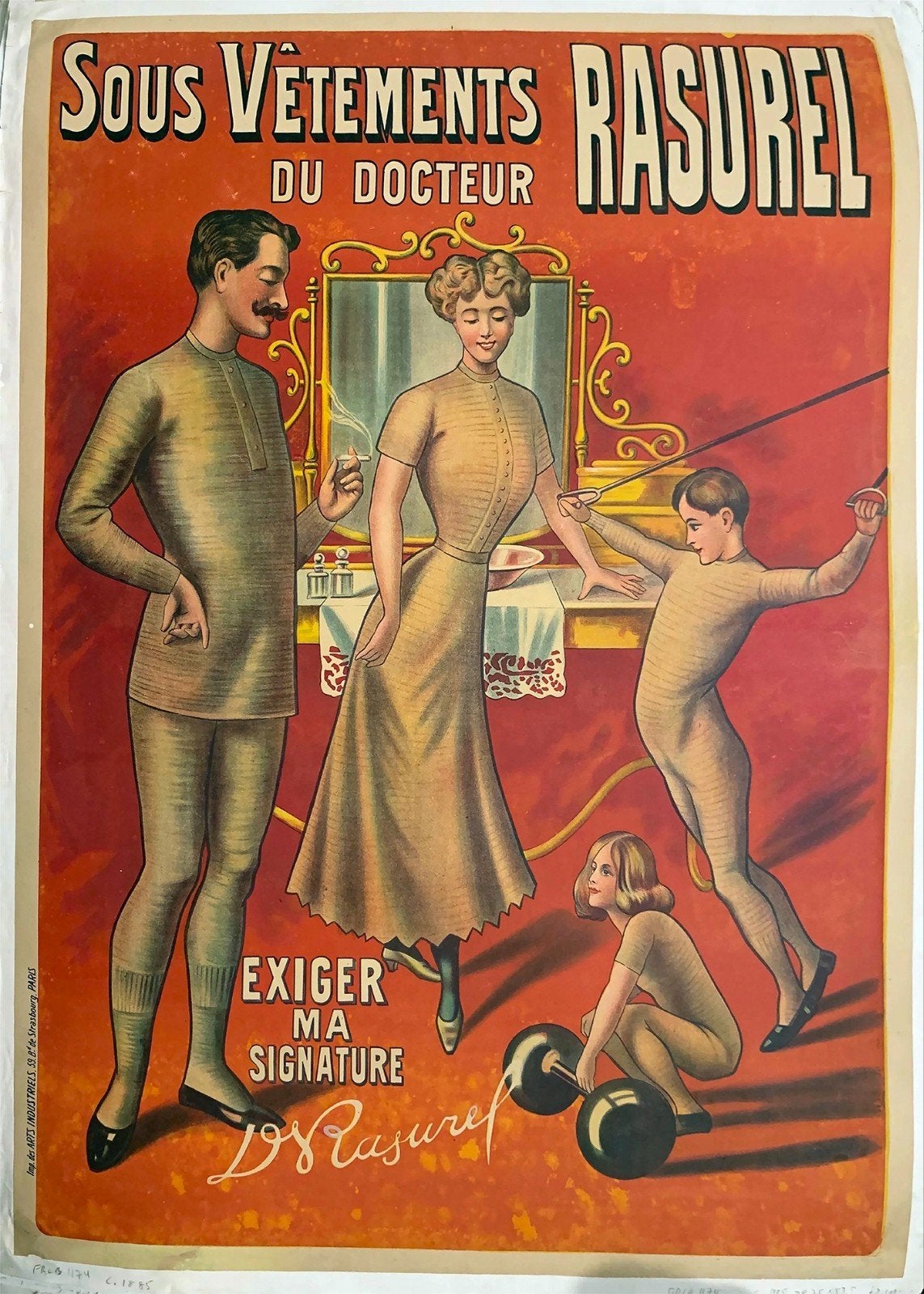 Vintage Franse reclameposter 'Sous Vêtements du Docteur', Ophalen of Verzenden