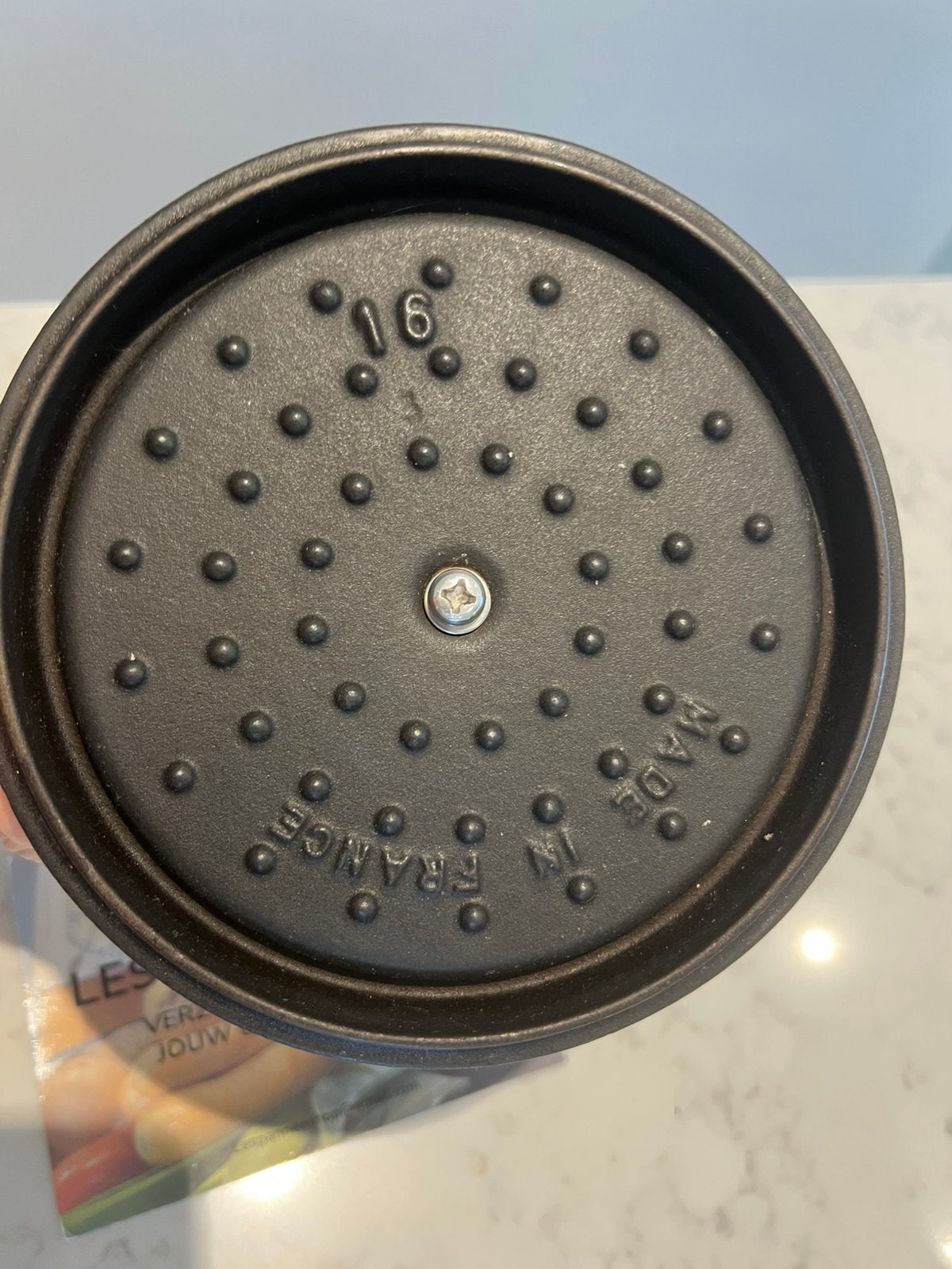 Staub braadpan 16 cm mat zwart met gietijzeren eekhoorn, Ophalen of Verzenden, Zo goed als nieuw, Staub, Nvt