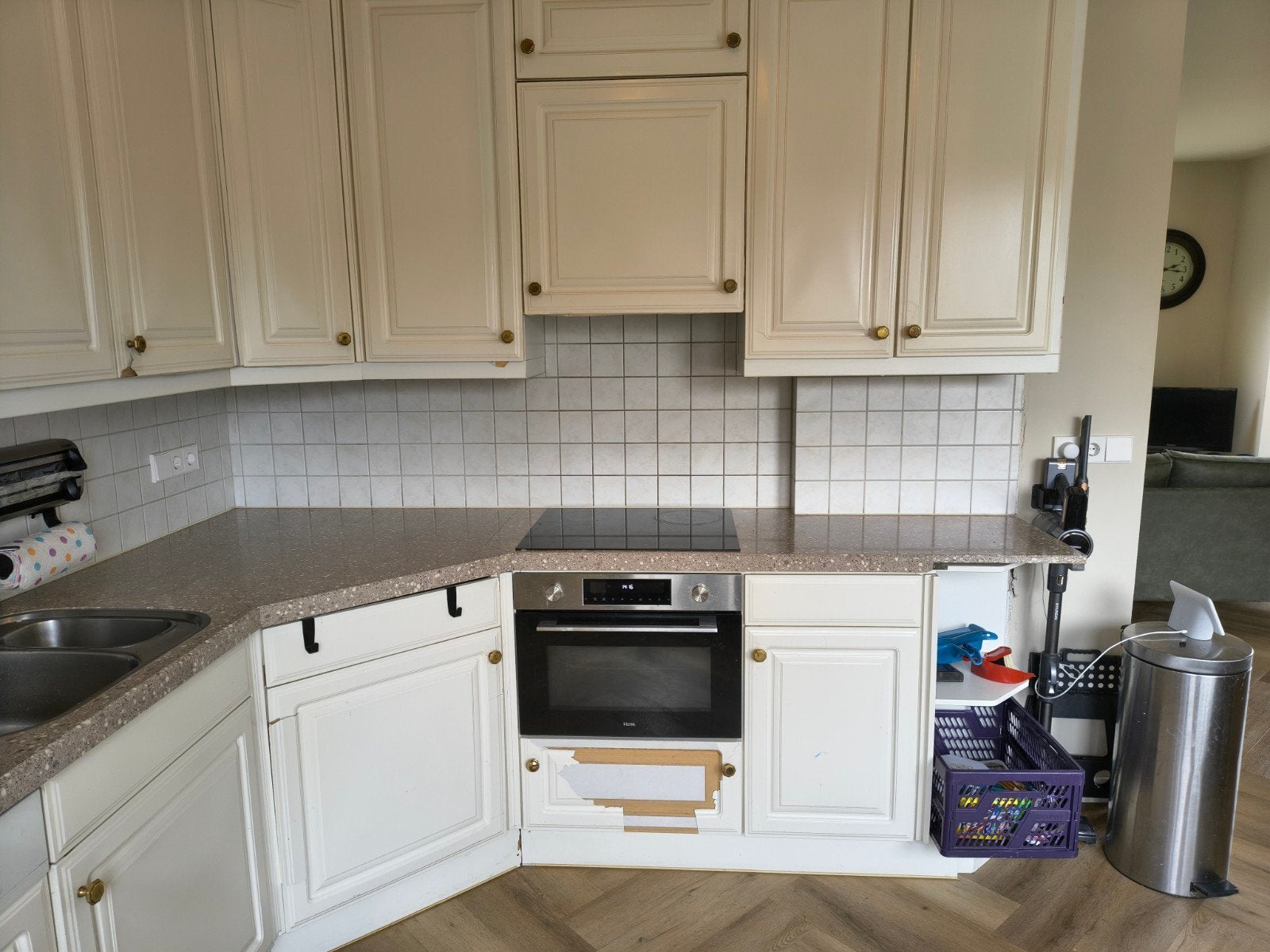 Gratis keuken op te halen in Oudewater., Gebruikt, Wit, Hoekkeuken, Ophalen of Verzenden