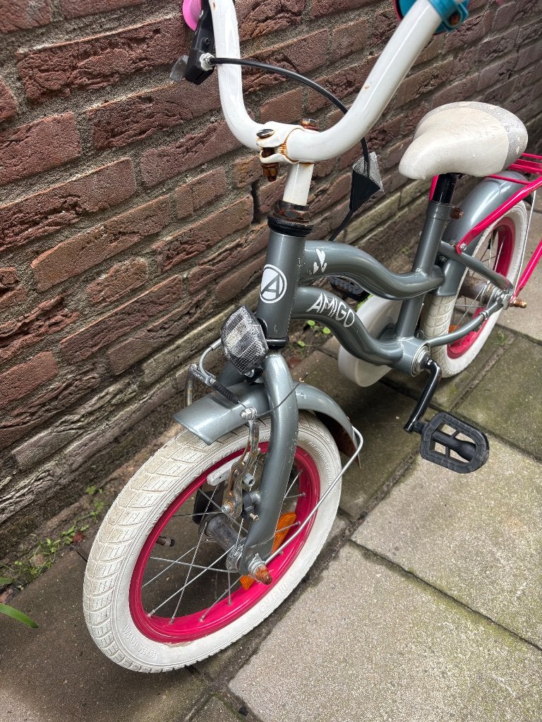 Meisjes kinderfiets 12 inc. Incl zijwieltjes, Fietsen en Brommers, Fietsen | Meisjes, Ophalen, Terugtraprem, Gebruikt, 14 inch of minder