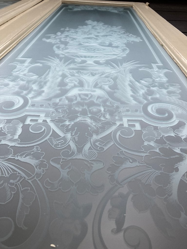 antieke dubbele ensuite deuren met art deco geëtst glas, Doe-het-zelf en Verbouw, Deuren en Horren, Gebruikt, Binnendeur, 215 cm of meer