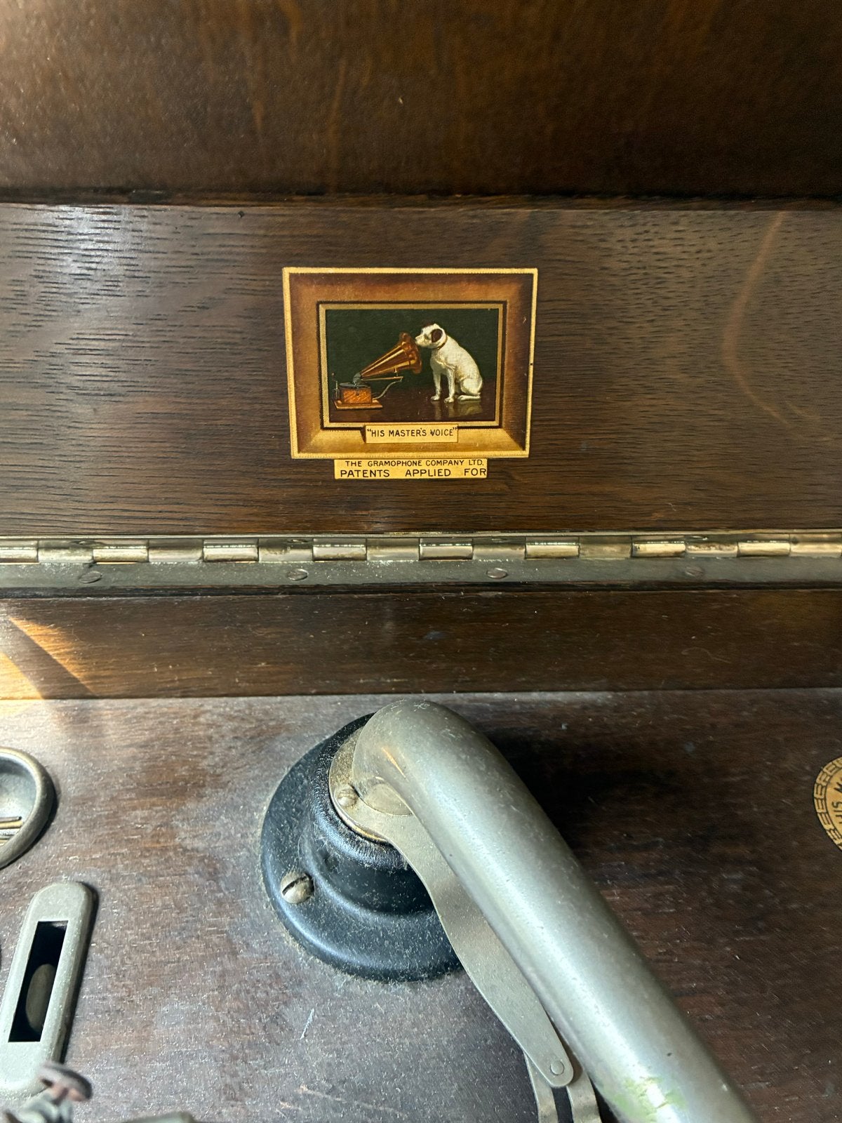 Goed werkende His Master's Voice grammofoon met klankkast, Ophalen, Gebruikt, Platenspeler, Overige merken