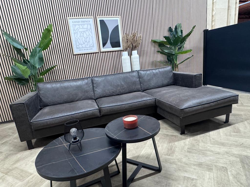 ZGAN Pronto Hoekbank Microleer - Antraciet - 289 x 150, Huis en Inrichting, -, -, Hoekbank, Leer
