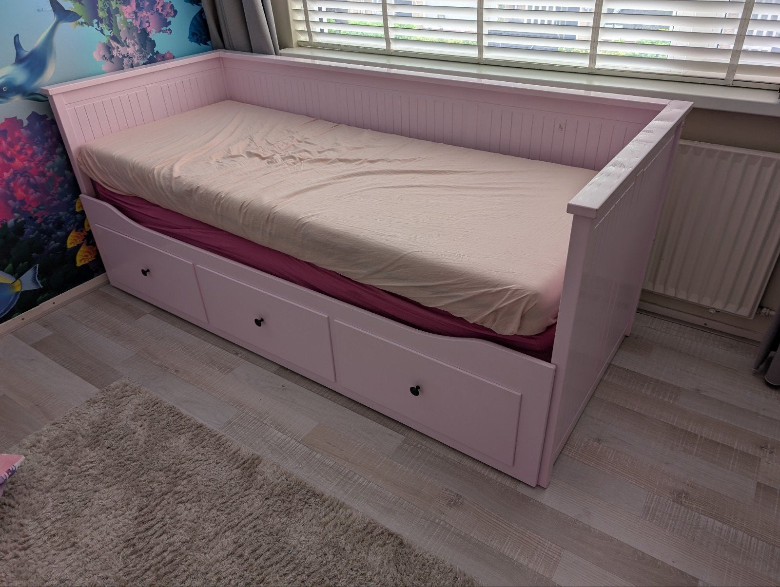 Ikea Hemnes roze uitschuifbed, Ophalen, Gebruikt, Overige kleuren, Tweepersoons