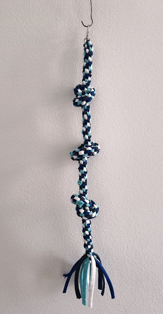 Katoenen klimtouw met 3 knopen (blauw-wit), Dieren en Toebehoren, Ophalen of Verzenden, Nieuw, Speelgoed