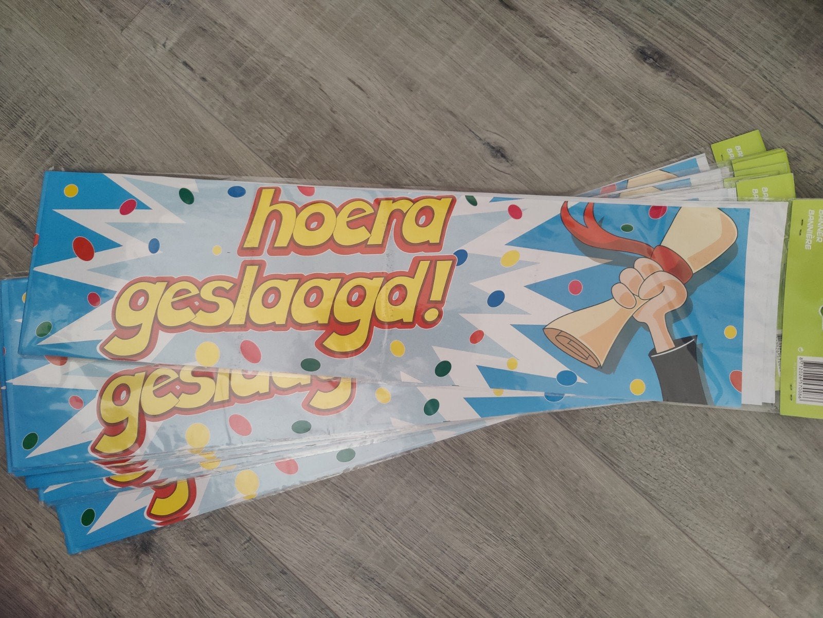 9x Hoera Geslaagd Banner - Feestelijke Versiering, Ophalen, Nieuw, Versiering, Overige