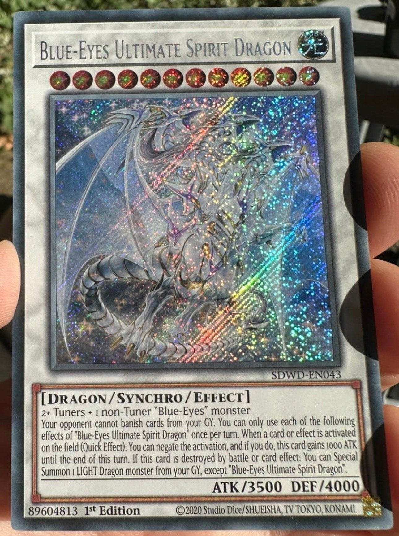 Yu-Gi-Oh! Blue-Eyes Ultimate Spirit Dragon SDWD 1st Edition, Hobby en Vrije tijd, Ophalen of Verzenden, Zo goed als nieuw, Losse kaart