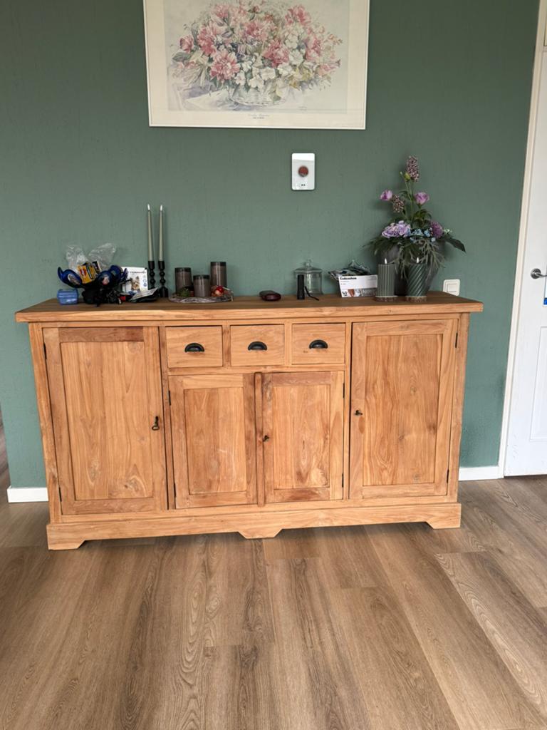 Te koop Teakhout Dressoir, Huis en Inrichting, Kasten | Dressoirs, Ophalen, 150 tot 200 cm, Teakhout, Zo goed als nieuw