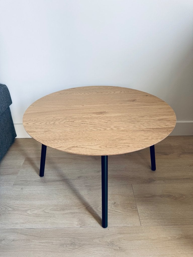 Salontafel - warm eiken kleur/zwart, Ophalen, Minder dan 45 cm, Rond, 55 tot 75 cm