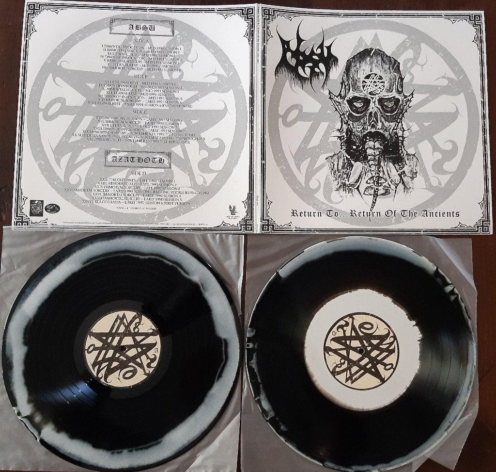 Absu/Azathoth 2lp 1990/91 Mortuary Drape Necromantia Impiety, Verzenden, Beschermende buitenhoes, Zo goed als nieuw, Dubbel-LP