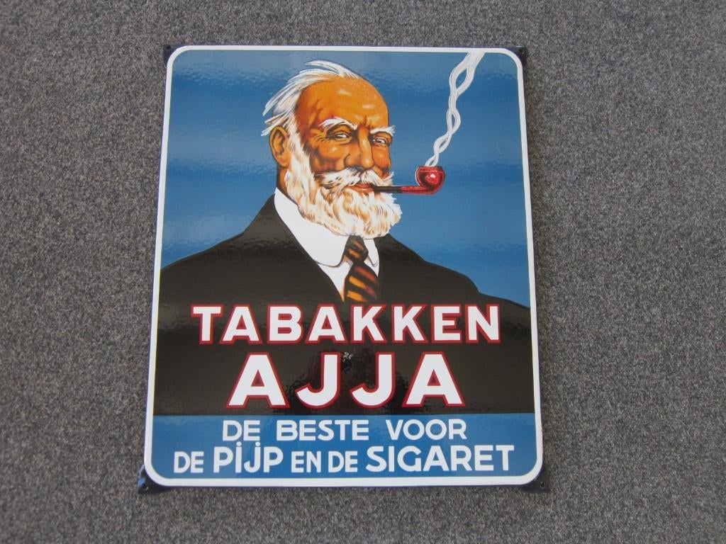 AJJA TABAK EMAILLE RECLAMEBORD, Ophalen, Zo goed als nieuw, Reclamebord