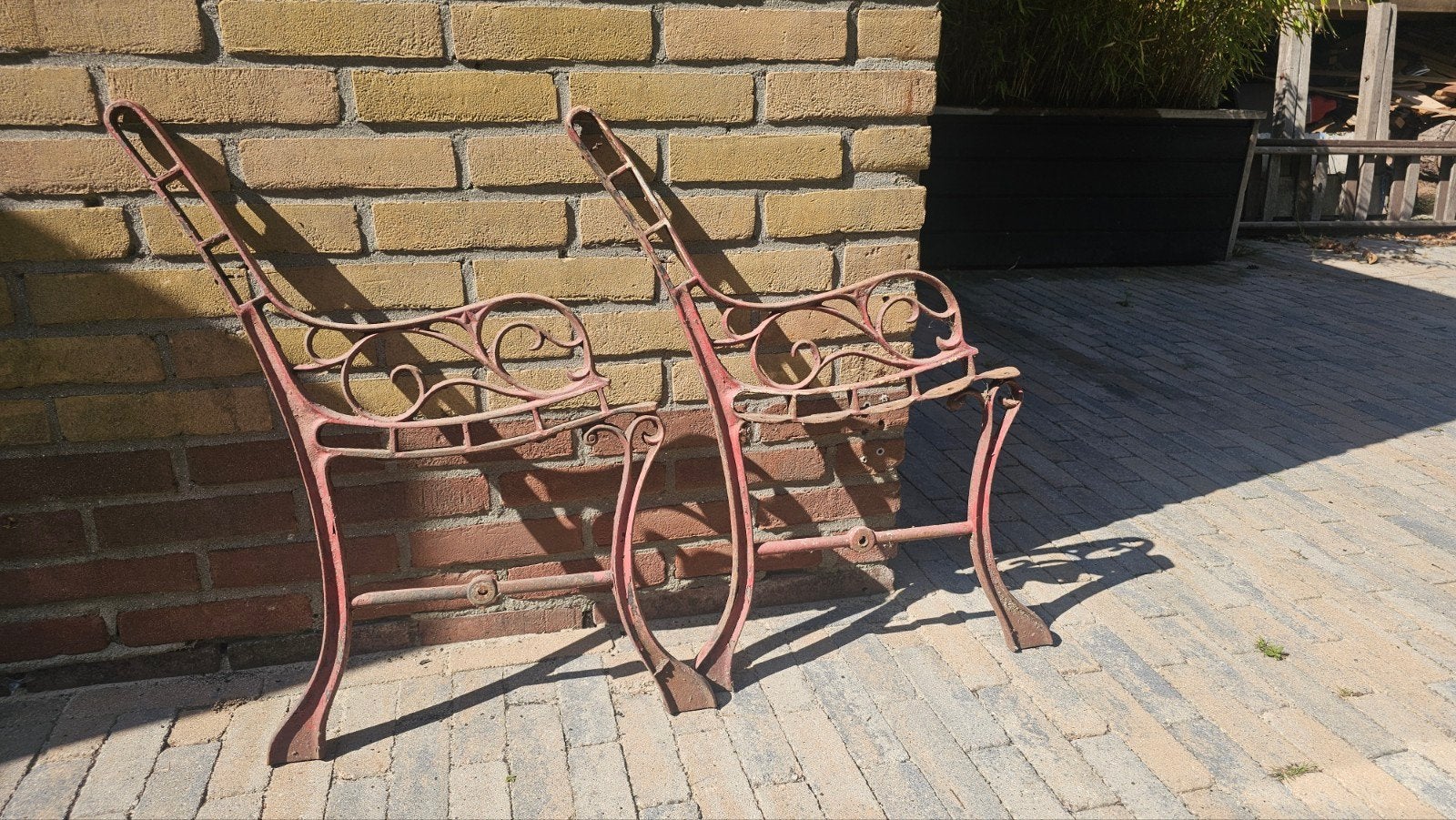 Antieke gietijzeren bankpoten - set van 2, Ophalen of Verzenden