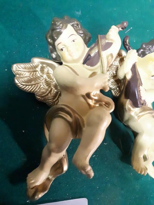 66/a engelenbeeldjes, 2 stuks, kunststof, Diversen, Kerst, Ophalen of Verzenden, 'T Olde Gre-j, Info@toldegrej.nl, Endepoelstraat 20f Didam
