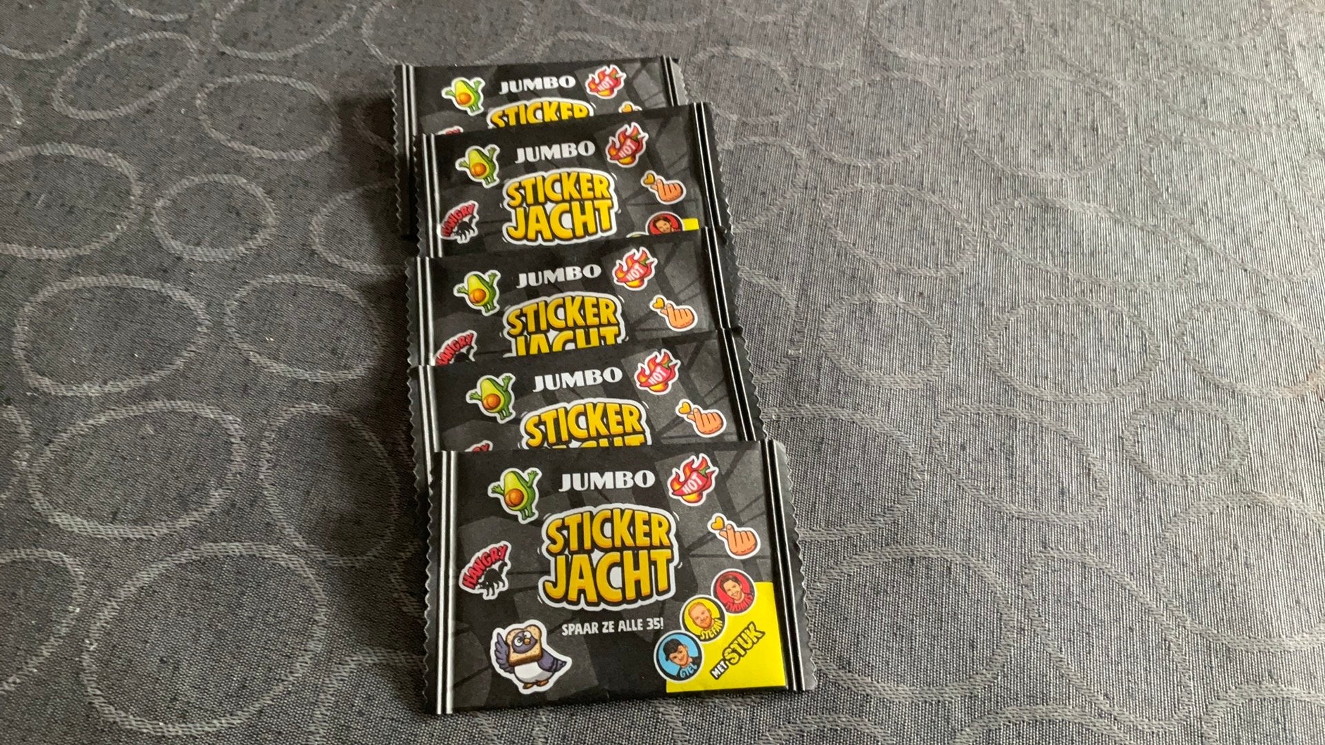 5 dichte pakjes jumbo stickerjacht, Verzamelen, Supermarktacties, Jumbo, Ophalen of Verzenden