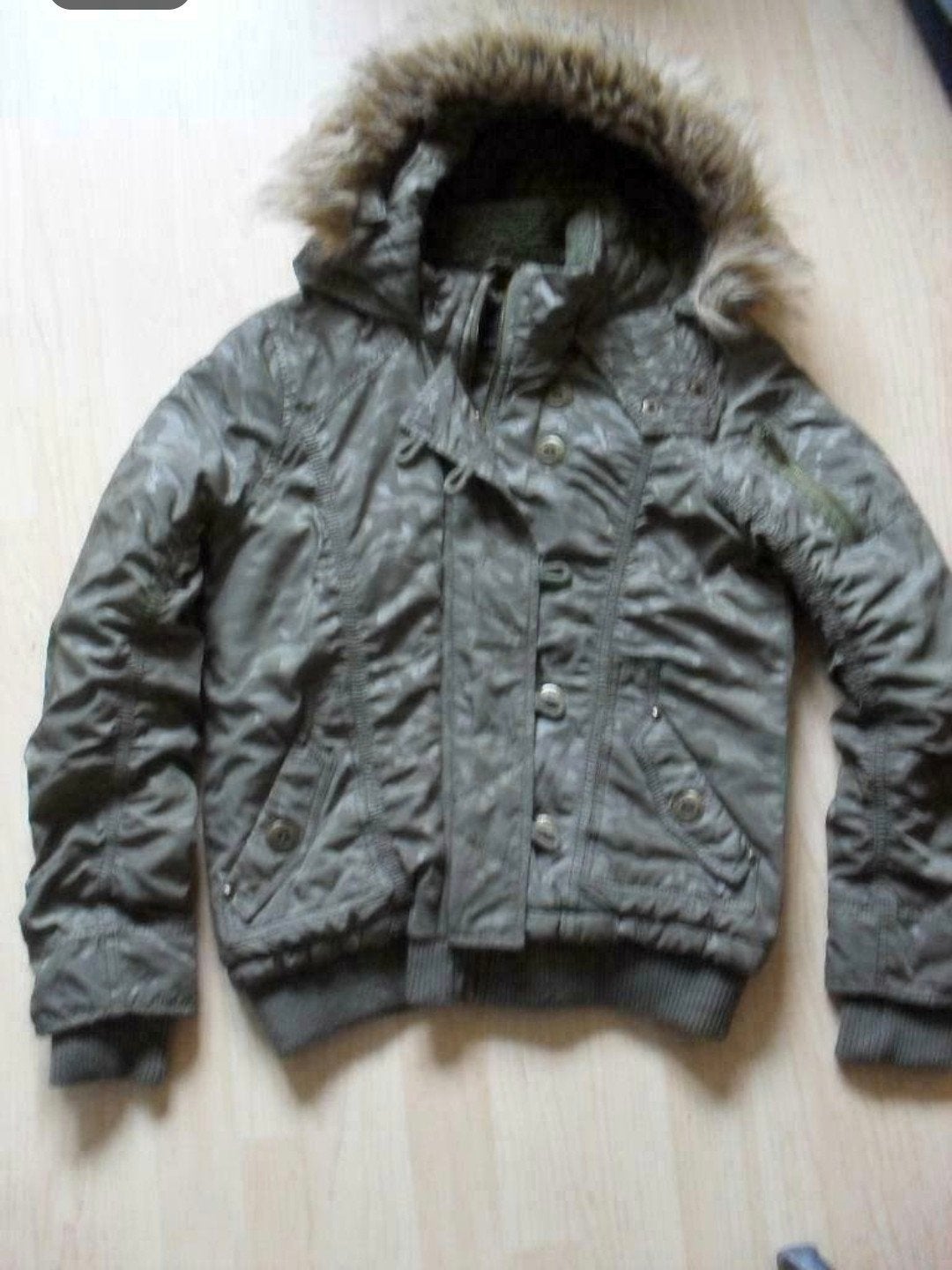 leger groene winterjas, Ophalen of Verzenden, Gedragen, Maat 36 (S), Groen