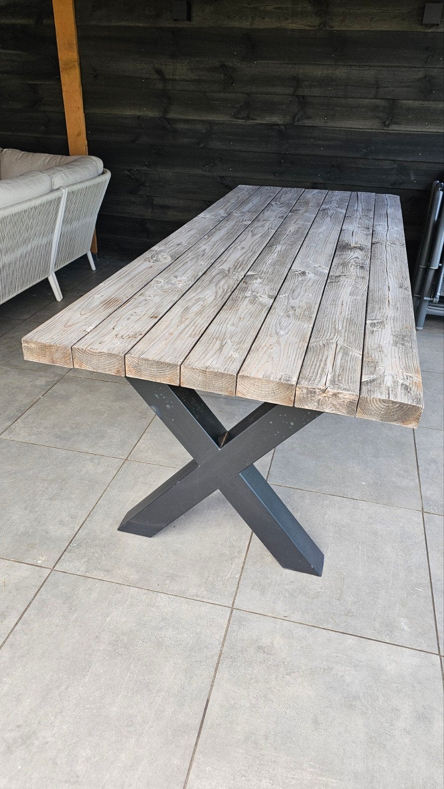 Douglas houten tuintafel - 249x100 cm, Tuin en Terras, Tuintafels, Ophalen, Gebruikt, Rechthoekig, Hout