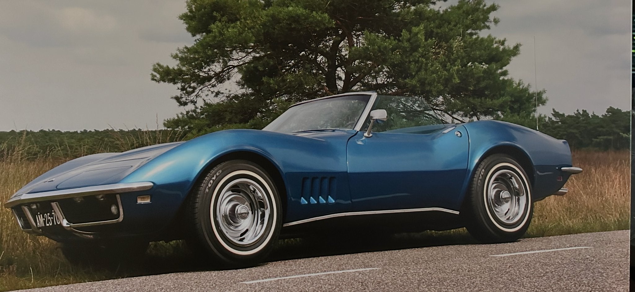 Unieke Chevrolet Corvette Cabriolet 327 1968 collectors item, Auto's, Achterwielaandrijving, 8 cilinders, Cabriolet, Blauw