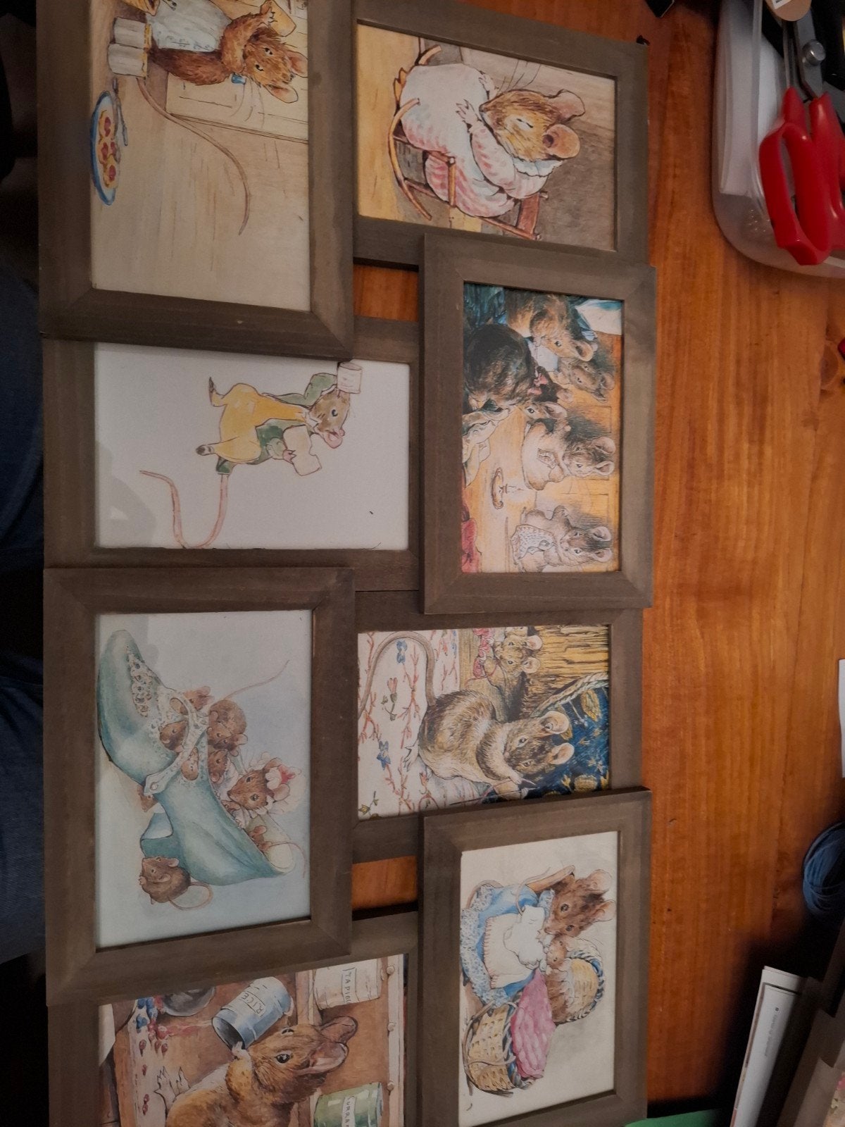 3 collagelijsten Beatrix Potter / Peter Rabbit, Bruin, Gebruikt, Hangend, Hout