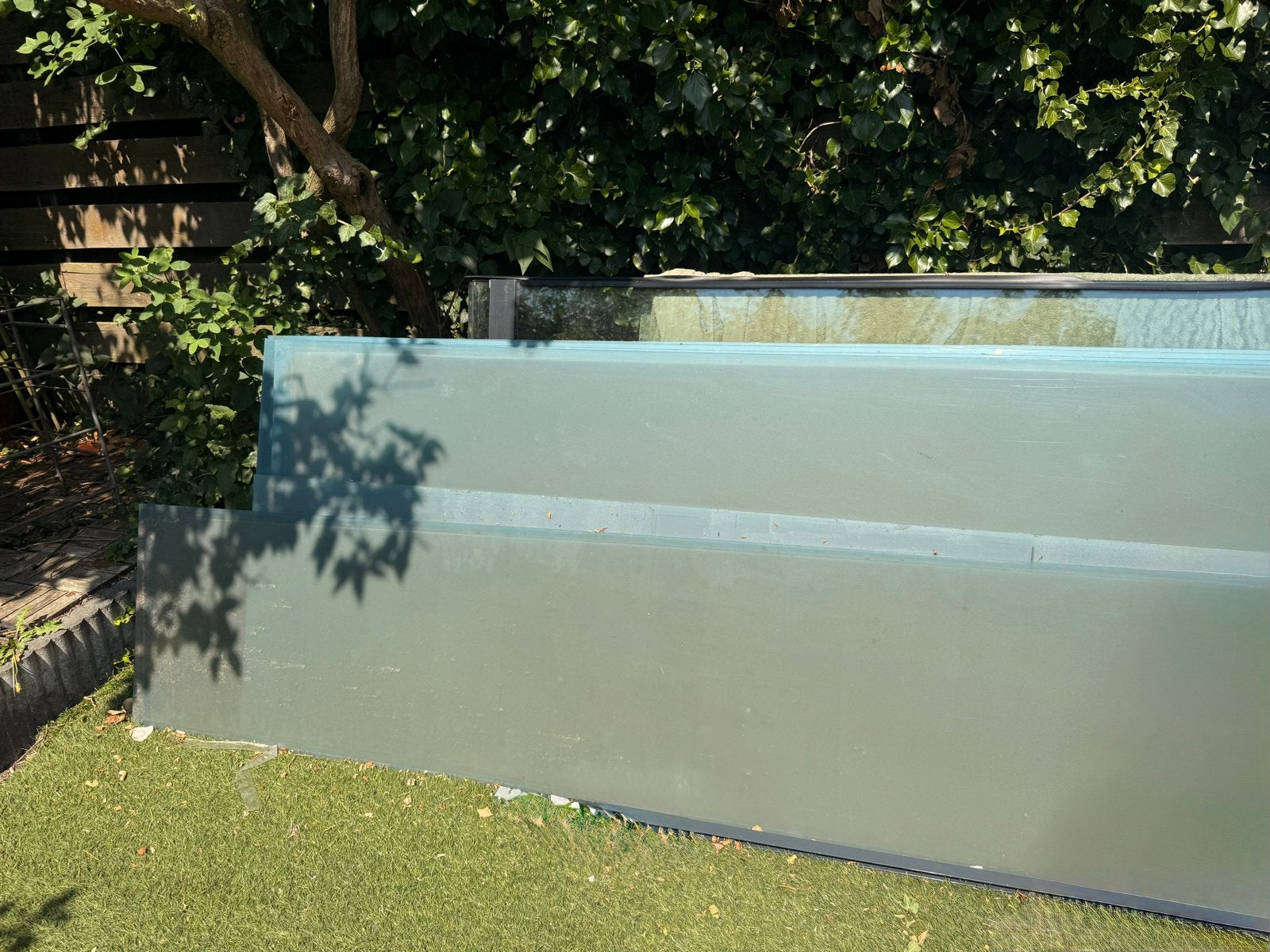 Veranda terras Glazen schuifwand voor overkapping of serre, Gevelraam of Ruit, Gebruikt, Dubbelglas, 160 cm of meer