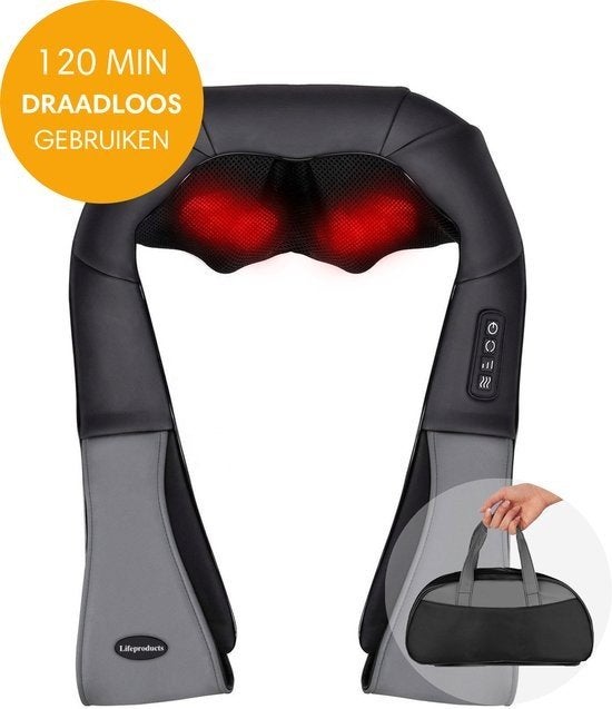 Lifeproducts Draadloos Shiatsu Massagekussen Nek/Schouder, Sport en Fitness, Ophalen of Verzenden, Zo goed als nieuw, Apparaat