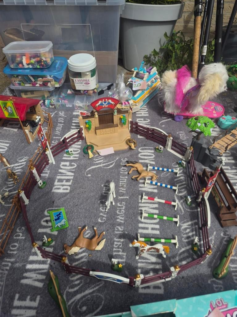 Playmobil rijbak met hindernissen en paarden, Ophalen of Verzenden, Gebruikt, Jongen of Meisje
