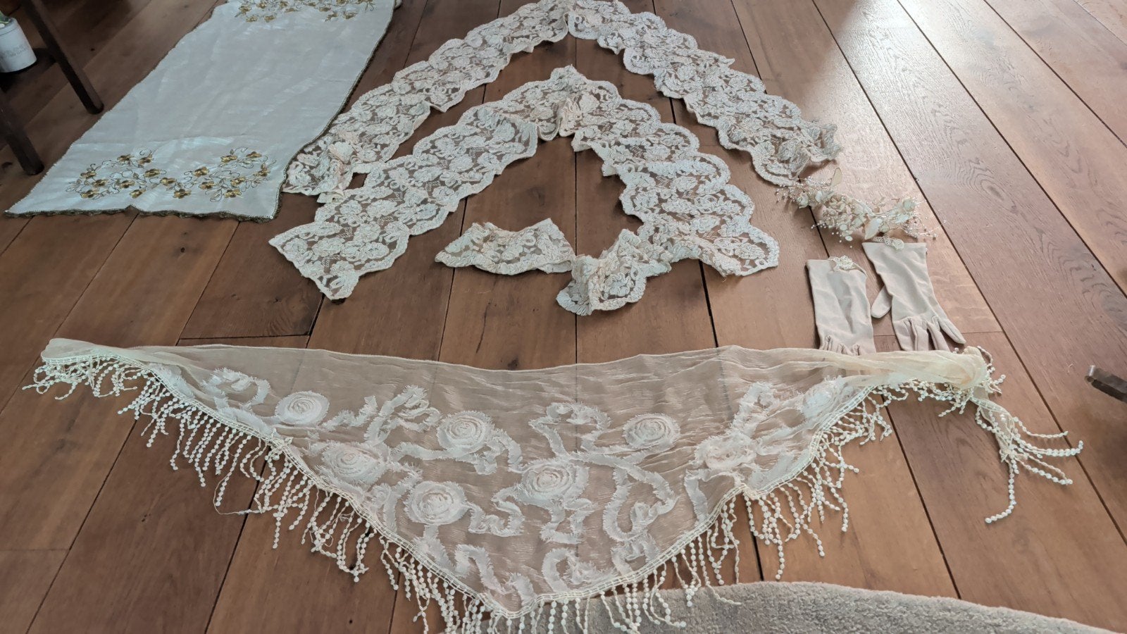 Brocante Trouwaccessoires set:, sjaal, haaraccessoire, Ophalen, Dames