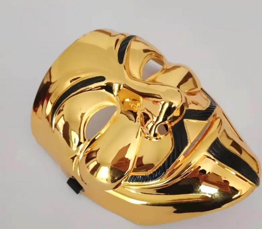 Gouden Anonieme Masker - V for Vendetta Stijl, Ophalen of Verzenden, Nieuw, Accessoires