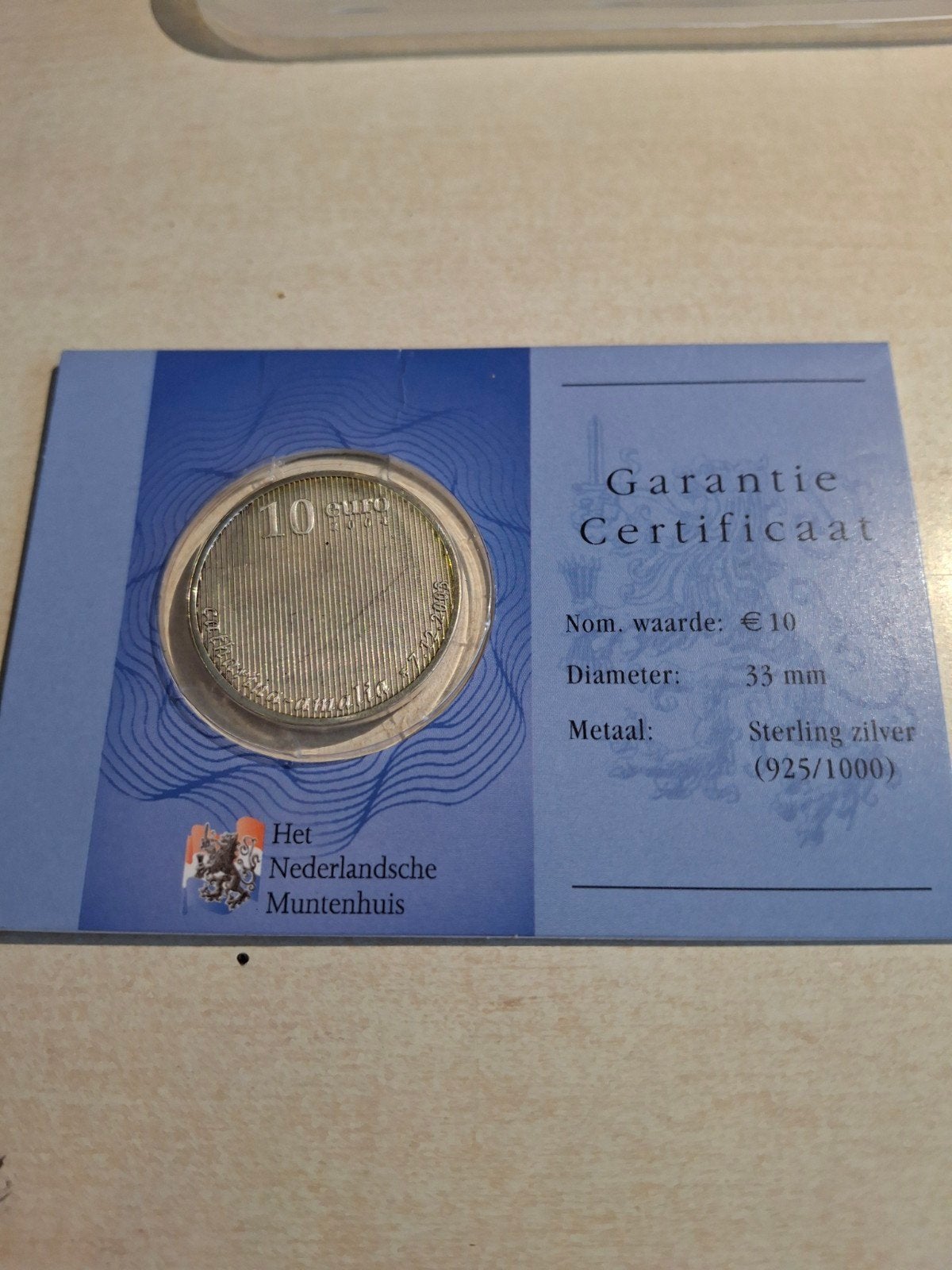 Zilveren 10 euro 2003 met Gar. Certificaat, Ophalen of Verzenden