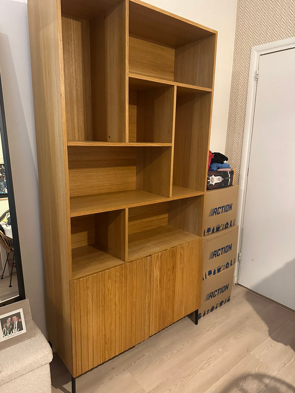 Boekenkast wandkast Woood, Ophalen, 50 tot 100 cm, Zo goed als nieuw, 150 tot 200 cm